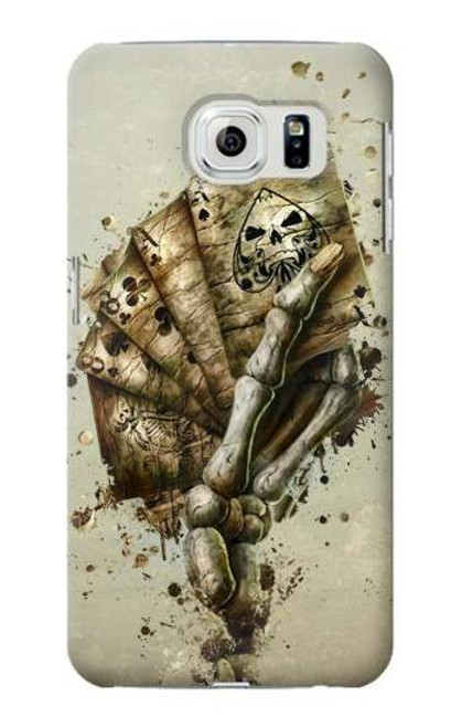 W0550 Skull Card Poker Hard Case and Leather Flip Case For Samsung Galaxy S6 Edge