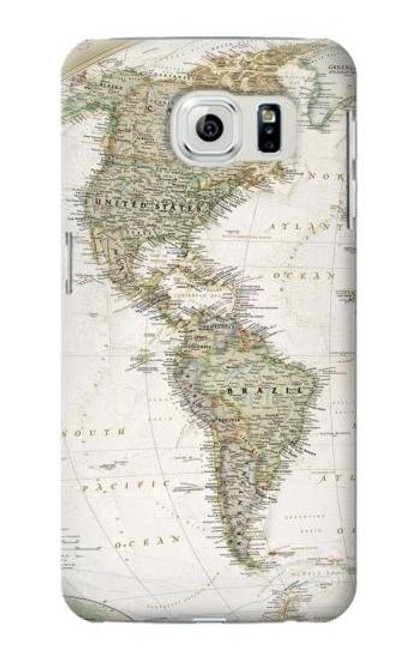 W0604 World Map Hard Case and Leather Flip Case For Samsung Galaxy S6 Edge