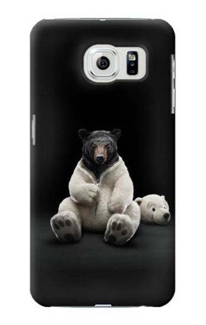 W0878 Black Bear Hard Case and Leather Flip Case For Samsung Galaxy S6 Edge