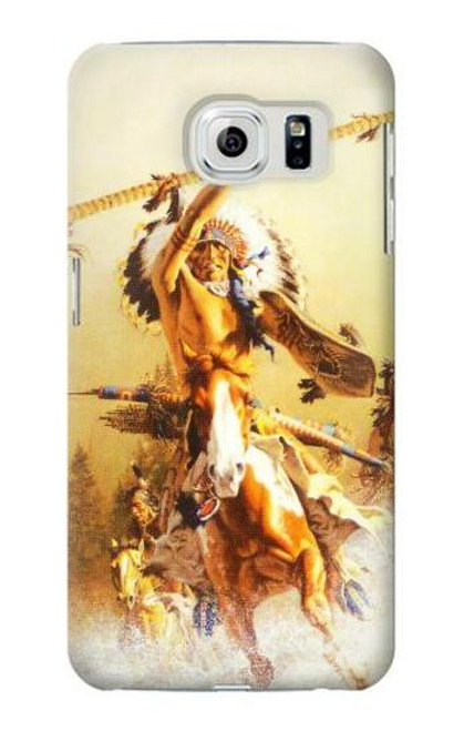 W1087 Red Indian Warrior Hard Case and Leather Flip Case For Samsung Galaxy S6 Edge