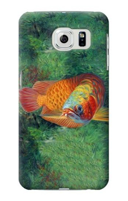 W1157 Red Arowana Fish Hard Case and Leather Flip Case For Samsung Galaxy S6 Edge