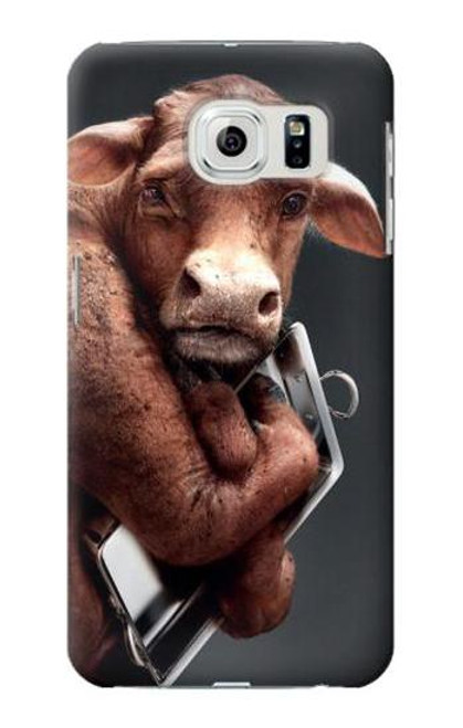 W1271 Crazy Cow Hard Case and Leather Flip Case For Samsung Galaxy S6 Edge