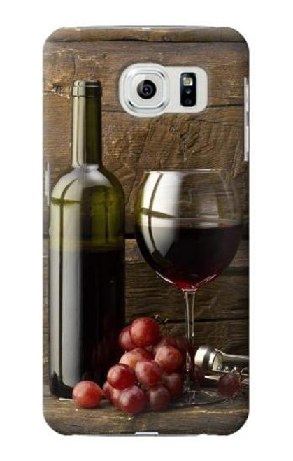 W1316 Grapes Bottle and Glass of Red Wine Hard Case and Leather Flip Case For Samsung Galaxy S6 Edge