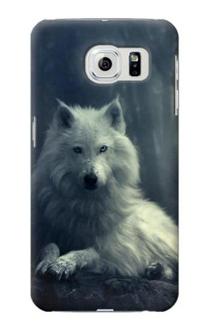 W1516 White Wolf Hard Case and Leather Flip Case For Samsung Galaxy S6 Edge