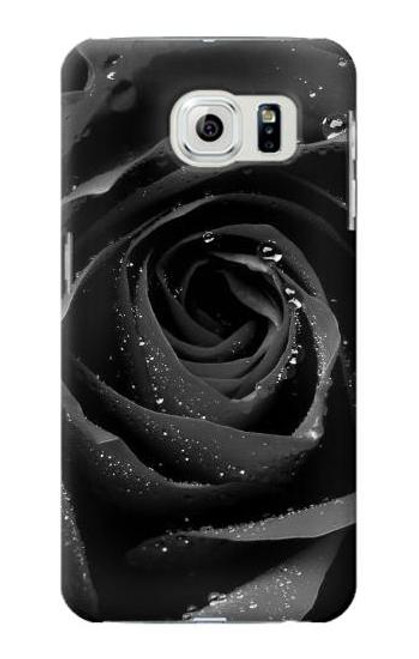 W1598 Black Rose Hard Case and Leather Flip Case For Samsung Galaxy S6 Edge
