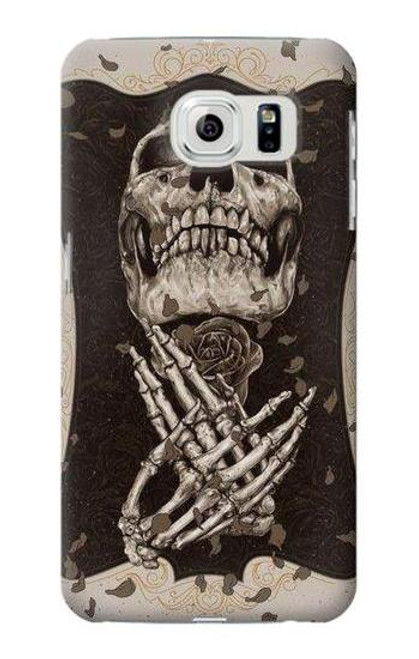 W1676 Skull Rose Hard Case and Leather Flip Case For Samsung Galaxy S6 Edge