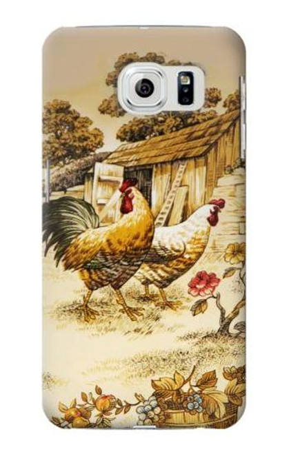 W2181 French Country Chicken Hard Case and Leather Flip Case For Samsung Galaxy S6 Edge