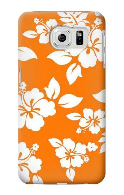 W2245 Hawaiian Hibiscus Orange Pattern Hard Case and Leather Flip Case For Samsung Galaxy S6 Edge