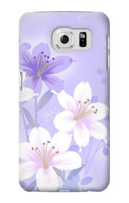 W2361 Purple White Flowers Hard Case and Leather Flip Case For Samsung Galaxy S6 Edge