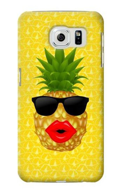 W2443 Funny Pineapple Sunglasses Kiss Hard Case and Leather Flip Case For Samsung Galaxy S6 Edge