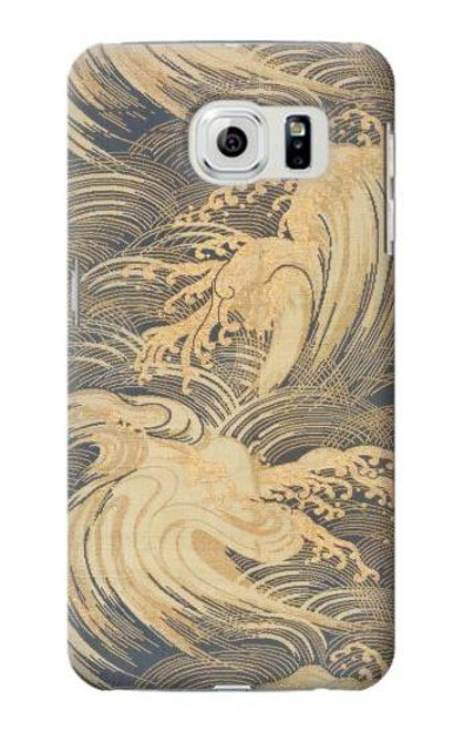 W2680 Japan Art Obi With Stylized Waves Hard Case and Leather Flip Case For Samsung Galaxy S6 Edge