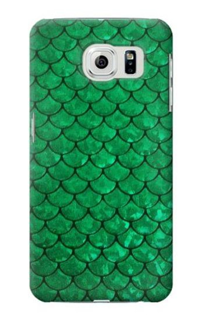 W2704 Green Fish Scale Pattern Graphic Hard Case and Leather Flip Case For Samsung Galaxy S6 Edge