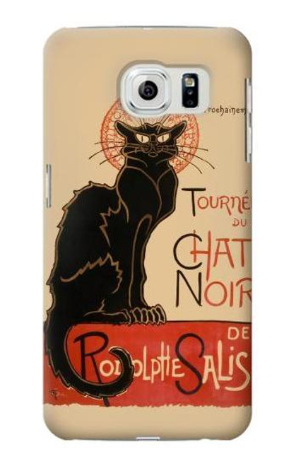 W2739 Chat Noir Black Cat Vintage Hard Case and Leather Flip Case For Samsung Galaxy S6 Edge