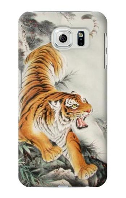 W2751 Chinese Tiger Brush Painting Hard Case and Leather Flip Case For Samsung Galaxy S6 Edge