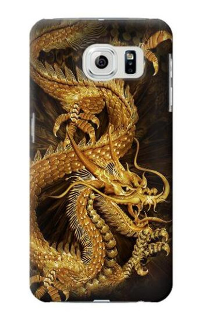 W2804 Chinese Gold Dragon Printed Hard Case and Leather Flip Case For Samsung Galaxy S6 Edge