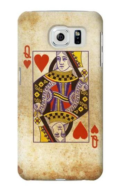 W2833 Poker Card Queen Hearts Hard Case and Leather Flip Case For Samsung Galaxy S6 Edge