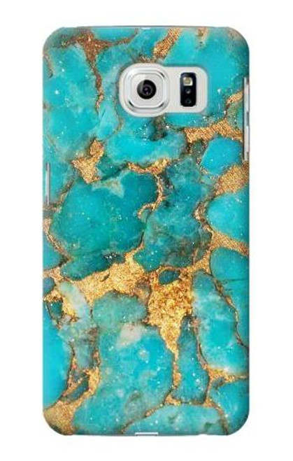 W2906 Aqua Turquoise Stone Hard Case and Leather Flip Case For Samsung Galaxy S6 Edge