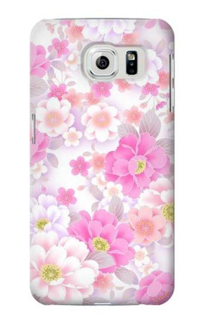 W3036 Pink Sweet Flower Flora Hard Case and Leather Flip Case For Samsung Galaxy S6 Edge