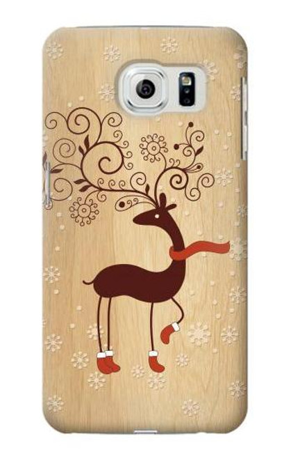 W3081 Wooden Raindeer Graphic Printed Hard Case and Leather Flip Case For Samsung Galaxy S6 Edge