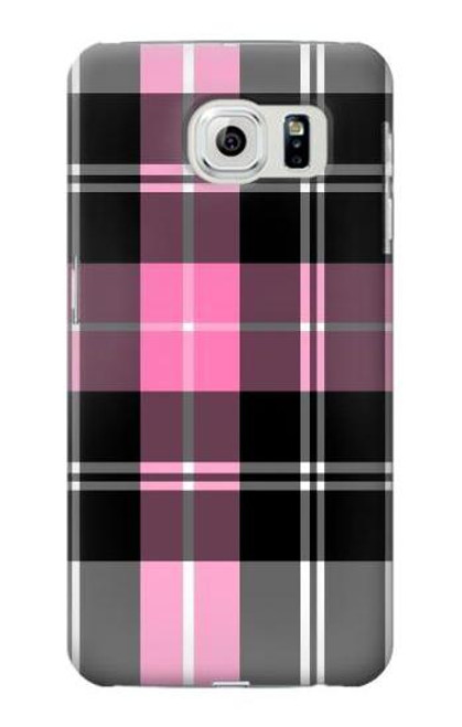 W3091 Pink Plaid Pattern Hard Case and Leather Flip Case For Samsung Galaxy S6 Edge