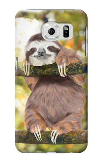 W3138 Cute Baby Sloth Paint Hard Case and Leather Flip Case For Samsung Galaxy S6 Edge