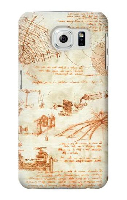 W0566 Technical Drawing Da Vinci Hard Case and Leather Flip Case For Samsung Galaxy S6