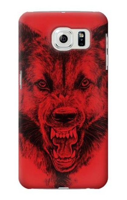 W1090 Red Wolf Hard Case and Leather Flip Case For Samsung Galaxy S6