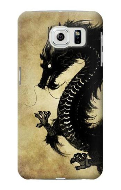 W1482 Black Dragon Painting Hard Case and Leather Flip Case For Samsung Galaxy S6