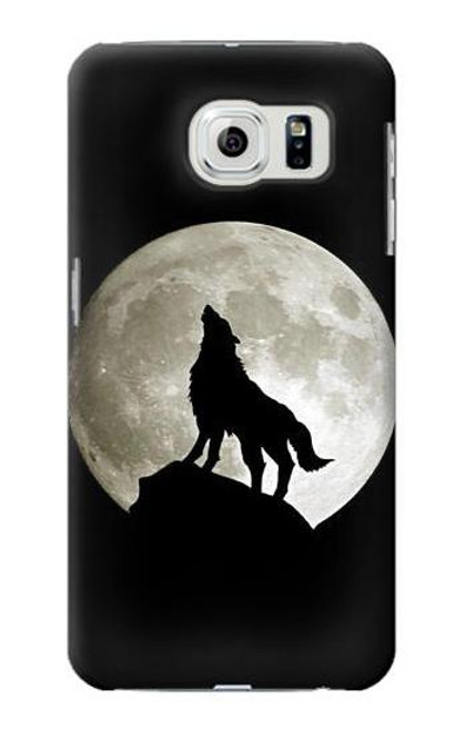 W1981 Wolf Howling at The Moon Hard Case and Leather Flip Case For Samsung Galaxy S6