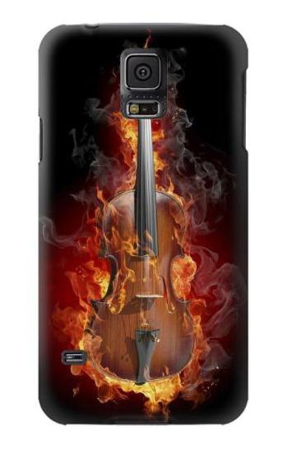 W0864 Fire Violin Hard Case and Leather Flip Case For Samsung Galaxy S5