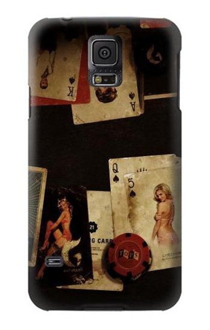 W1069 Old Vintage Sexy Poker Hard Case and Leather Flip Case For Samsung Galaxy S5