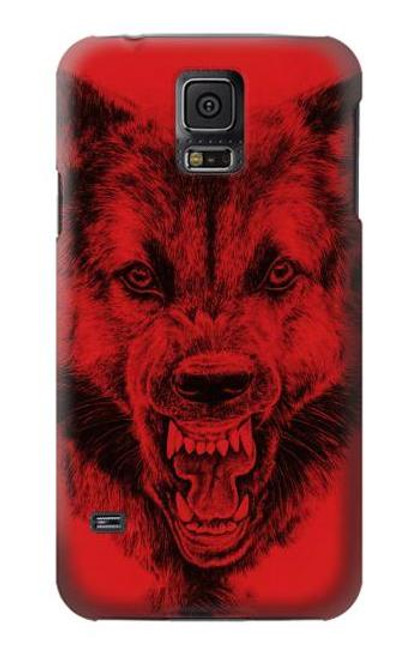 W1090 Red Wolf Hard Case and Leather Flip Case For Samsung Galaxy S5