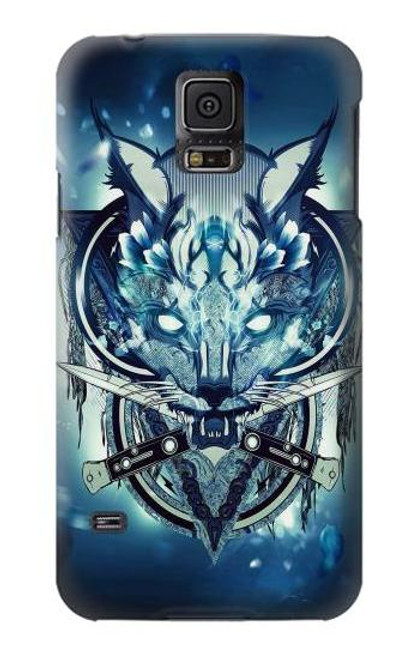 W1135 Wolf with knives Rock Hard Case and Leather Flip Case For Samsung Galaxy S5