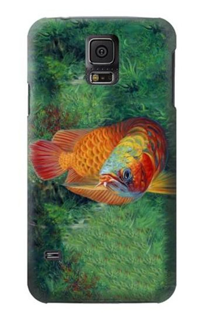 W1157 Red Arowana Fish Hard Case and Leather Flip Case For Samsung Galaxy S5