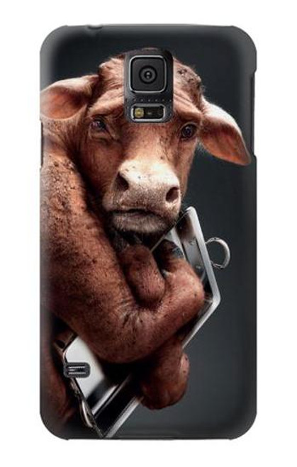 W1271 Crazy Cow Hard Case and Leather Flip Case For Samsung Galaxy S5