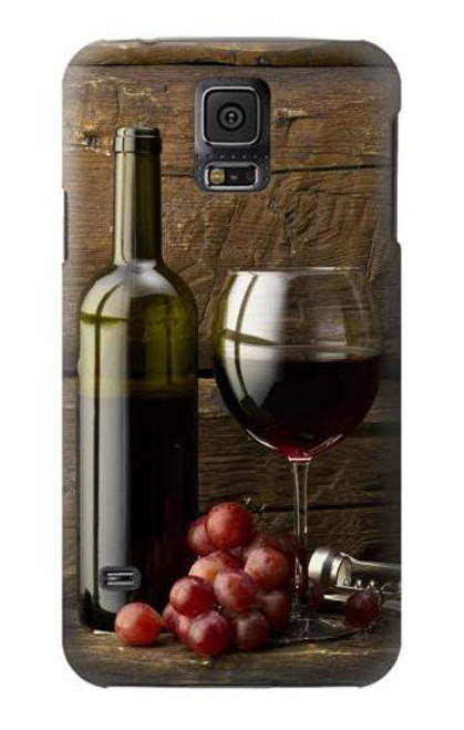 W1316 Grapes Bottle and Glass of Red Wine Hard Case and Leather Flip Case For Samsung Galaxy S5