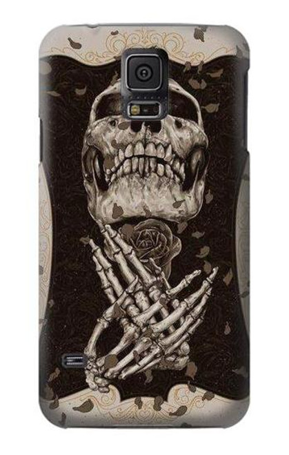 W1676 Skull Rose Hard Case and Leather Flip Case For Samsung Galaxy S5