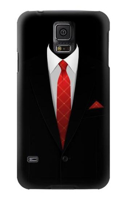 W1805 Black Suit Hard Case and Leather Flip Case For Samsung Galaxy S5