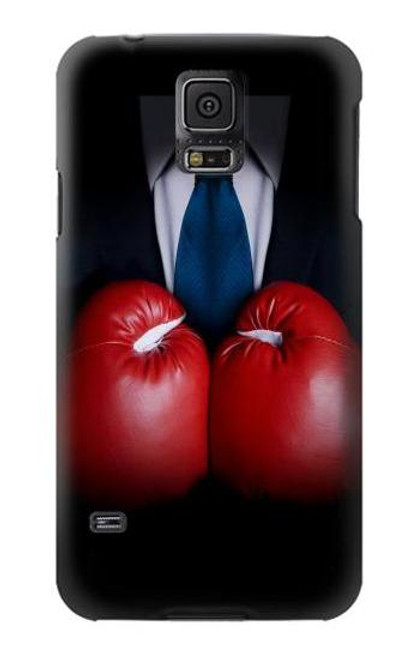 W2261 Businessman Black Suit With Boxing Gloves Hard Case and Leather Flip Case For Samsung Galaxy S5