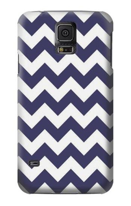 W2345 Navy Blue Shavron Zig Zag Pattern Hard Case and Leather Flip Case For Samsung Galaxy S5