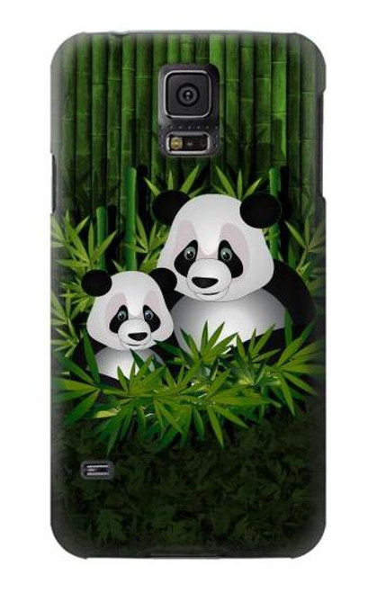 W2441 Panda Family Bamboo Forest Hard Case and Leather Flip Case For Samsung Galaxy S5