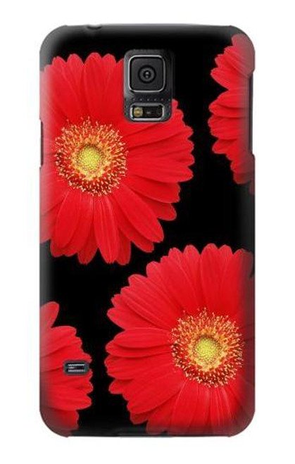 W2478 Red Daisy flower Hard Case and Leather Flip Case For Samsung Galaxy S5