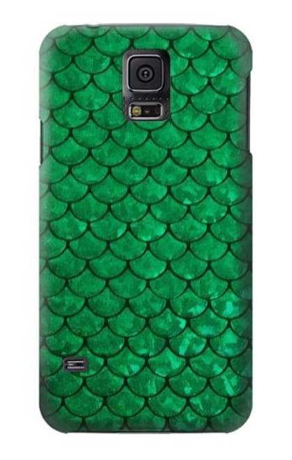 W2704 Green Fish Scale Pattern Graphic Hard Case and Leather Flip Case For Samsung Galaxy S5