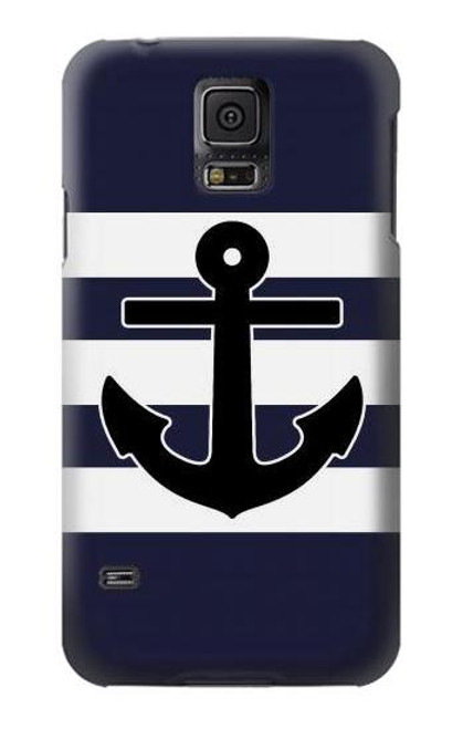 W2758 Anchor Navy Hard Case and Leather Flip Case For Samsung Galaxy S5