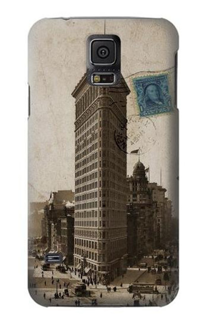 W2832 New York 1903 Flatiron Building Postcard Hard Case and Leather Flip Case For Samsung Galaxy S5