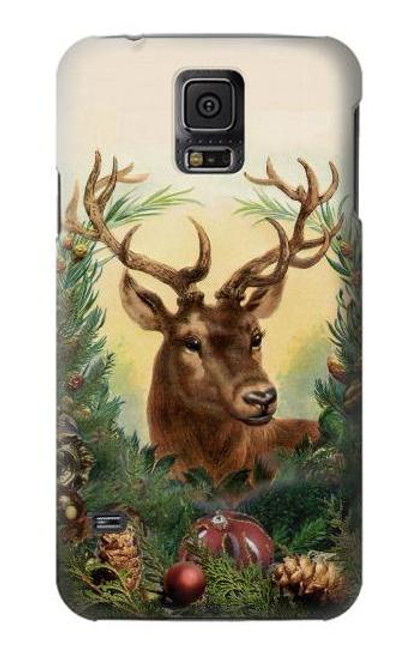 W2841 Vintage Reindeer Christmas Hard Case and Leather Flip Case For Samsung Galaxy S5