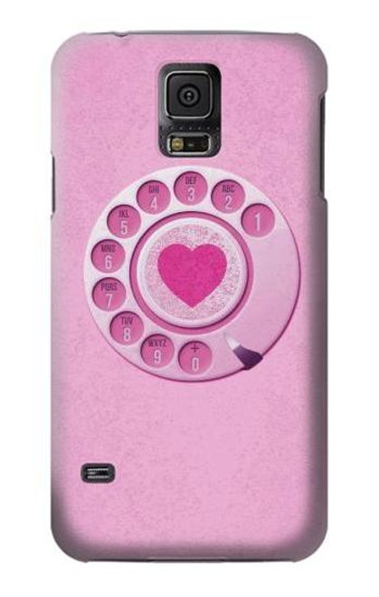 W2847 Pink Retro Rotary Phone Hard Case and Leather Flip Case For Samsung Galaxy S5