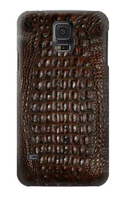 W2850 Brown Skin Alligator Graphic Printed Hard Case and Leather Flip Case For Samsung Galaxy S5