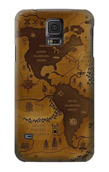 W2861 Antique World Map Hard Case and Leather Flip Case For Samsung Galaxy S5