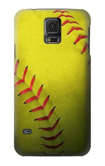 W3031 Yellow Softball Ball Hard Case and Leather Flip Case For Samsung Galaxy S5